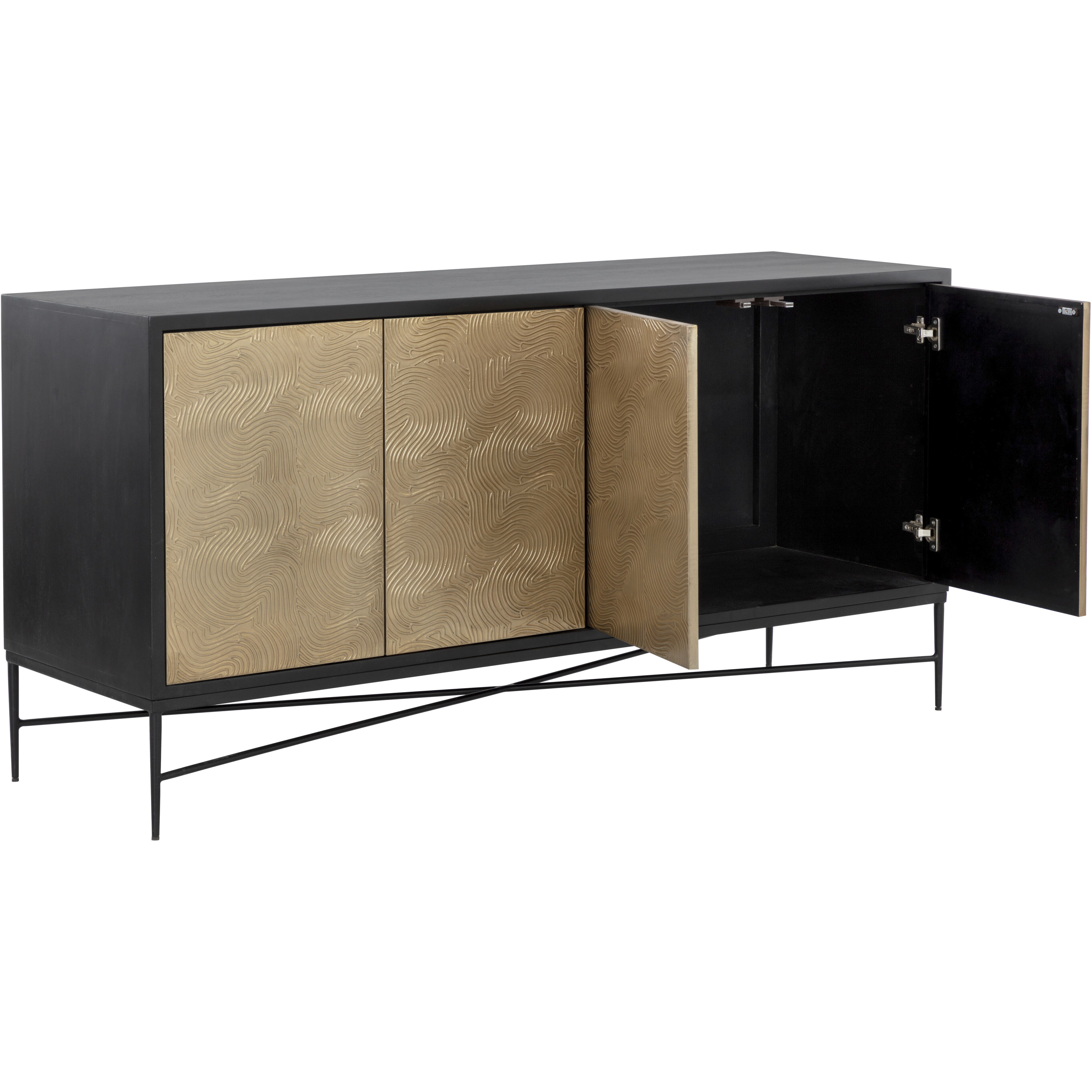 Algarve 68 X 20 inch Black / Champagne Gold Sideboard